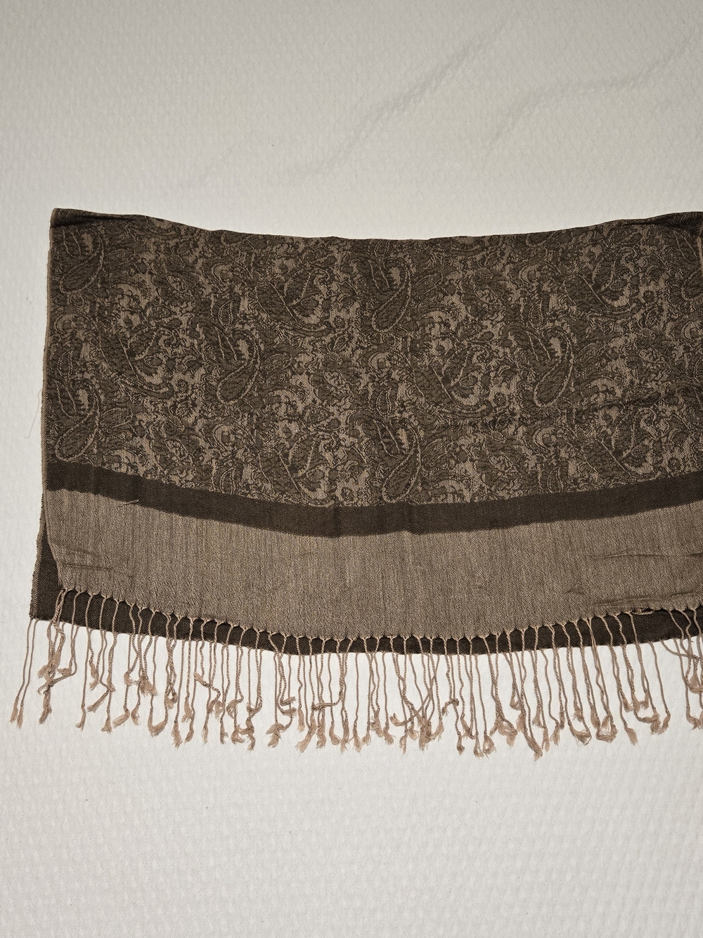 Nwot Pashmina Brown Paisley Fringe Scarf Wrap